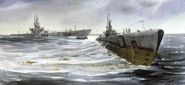 USS Darter aground on Bombay Shoal, USS Dace to the Rescue