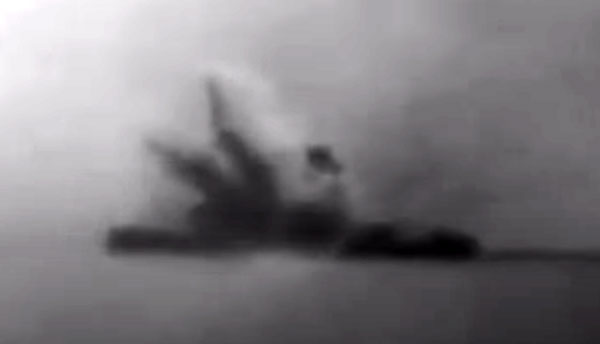 Johore Maru exploding after torpedo hit from Silversides