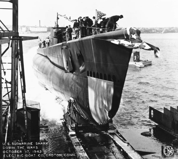 Launching of USS Shark (SS-314)