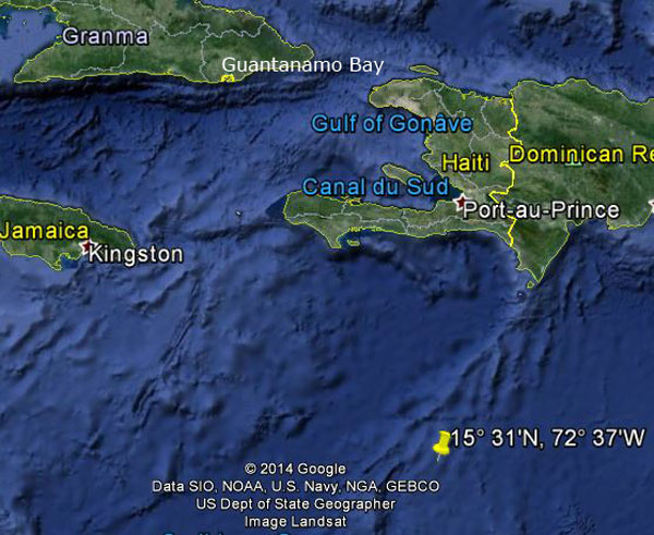 Approximate location of USS Dorado