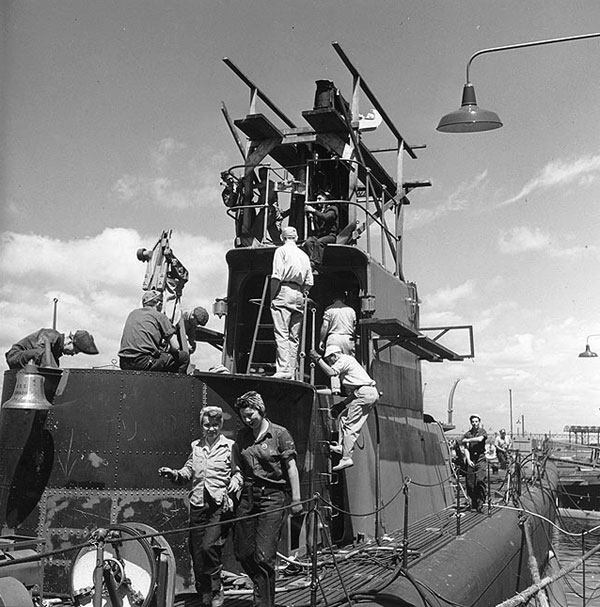 USS Dorado fitting out