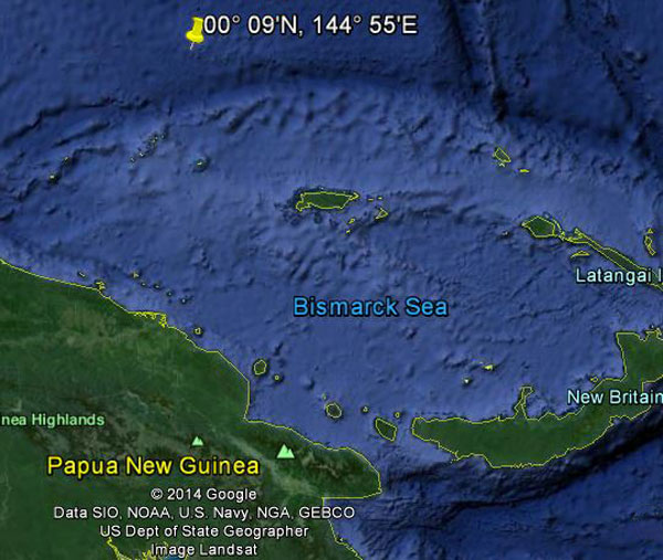 Approximate location of USS Triton