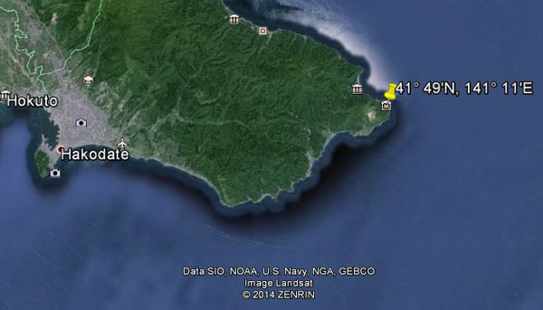 Approximate location of USS Albacore