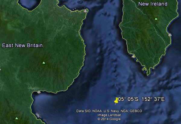 Approximate location of USS Amberjack