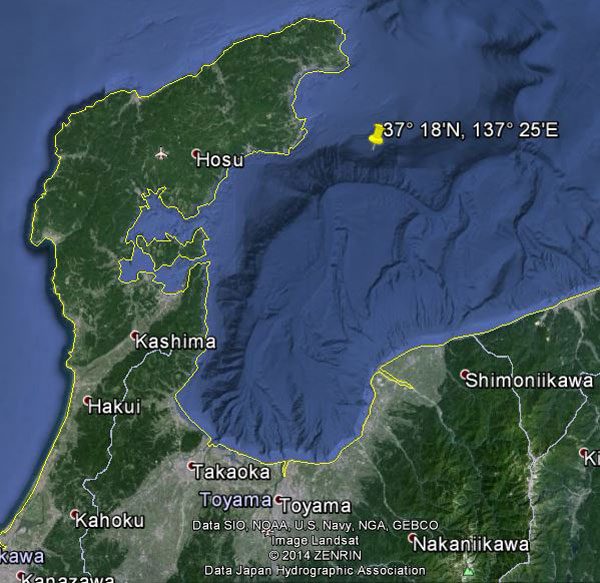 Approximate location of USS Bonefish