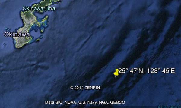 Approximate location of USS Grayback