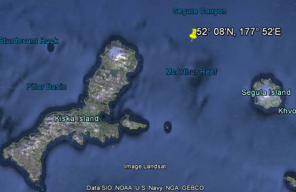 Approximate location of USS Grunion