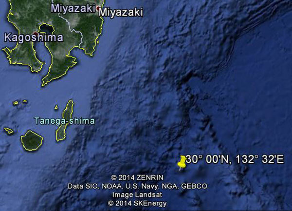 Approximate location of USS Kete (rough estimate)