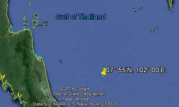 Approximate location of USS Lagarto
