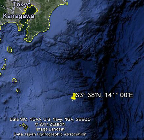 Approximate location of USS Scamp