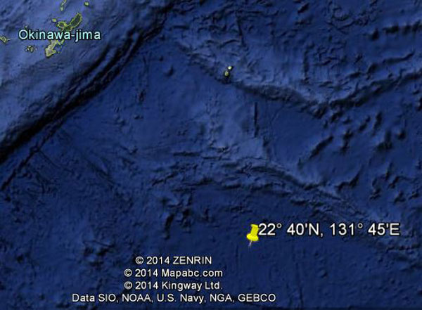 Approximate location of USS Trout